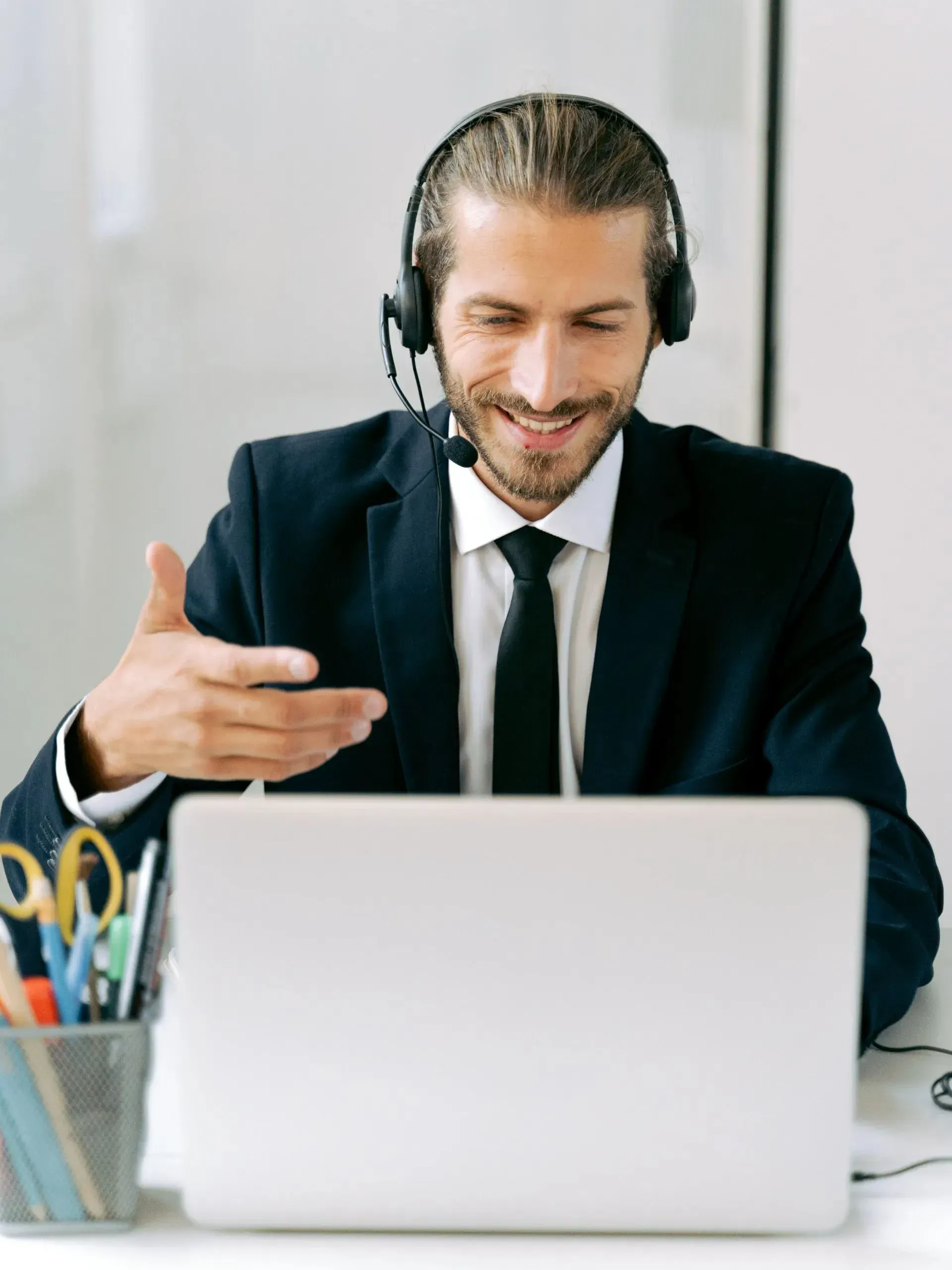 ISP support specialist on a headset